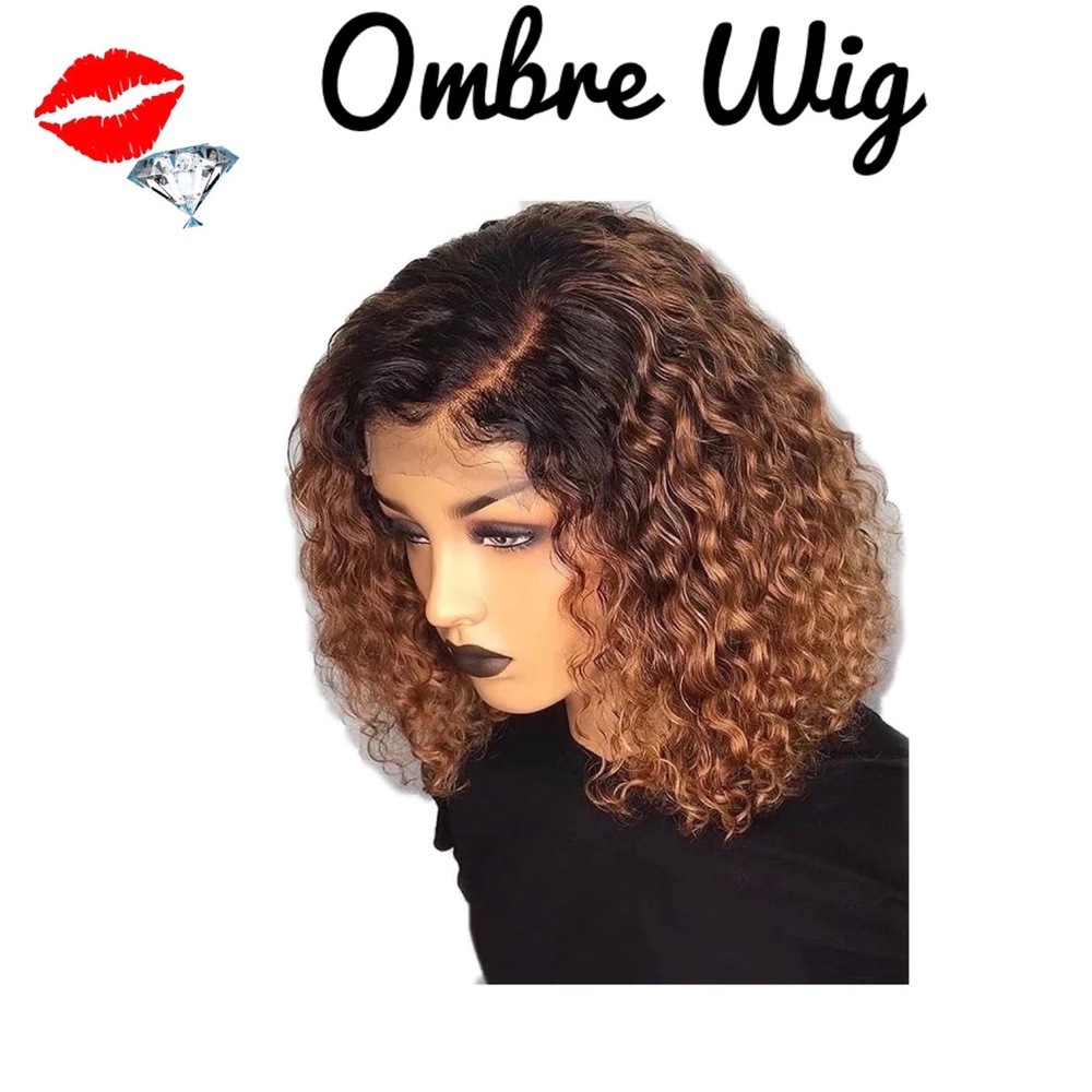 Ombre deep wave wig 14” lace closure honey blonde